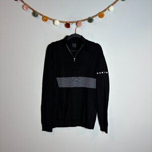 Dunning black wool half zip pullover sweater